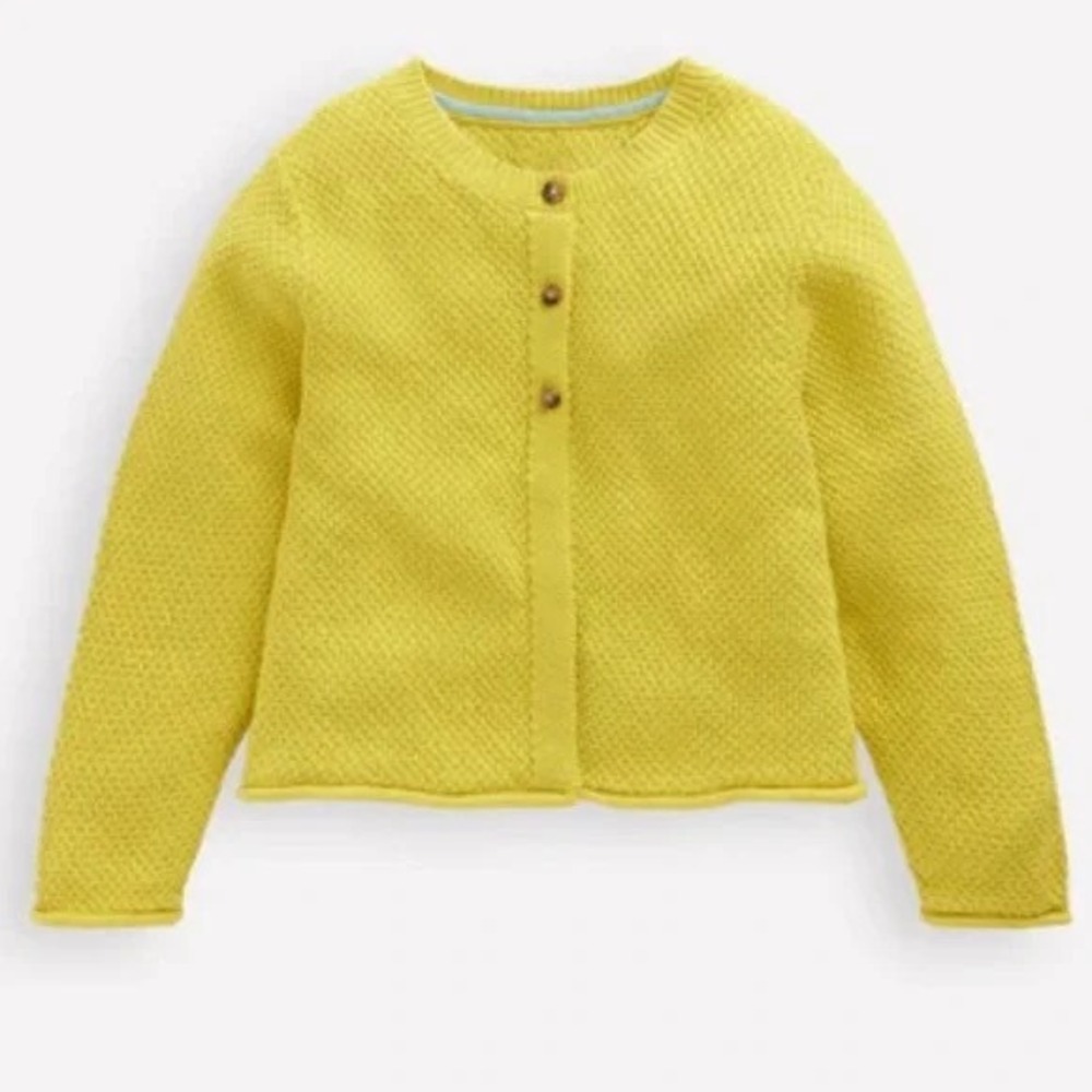 Mini BodenGirls Bright Yellow Textured Button Front Cardigan Sweater 11-12